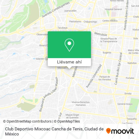 Cómo llegar a Club Deportivo Mixcoac Cancha de Tenis en Miguel Hidalgo en  Autobús o Metro?