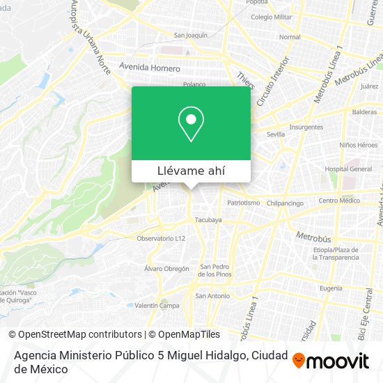 Mapa de Agencia Ministerio Público 5 Miguel Hidalgo