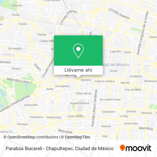 Mapa de Parabús Bucareli - Chapultepec