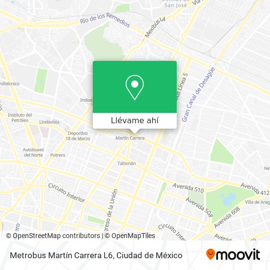 Mapa de Metrobus Martín Carrera L6