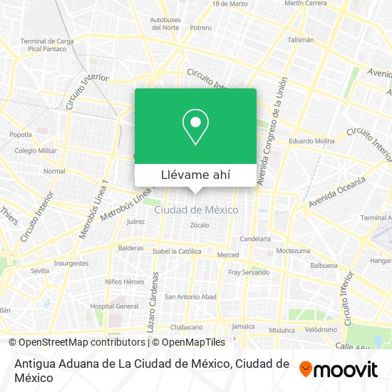 Mapa de Antigua Aduana de La Ciudad de México