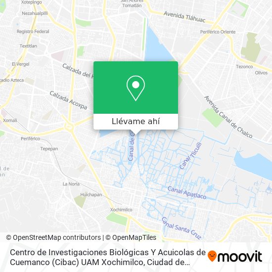 Mapa de Centro de Investigaciones Biológicas Y Acuicolas de Cuemanco (Cibac) UAM Xochimilco