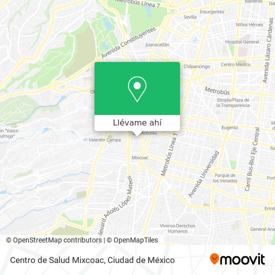 Mapa de Centro de Salud Mixcoac