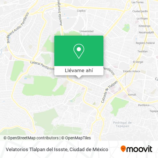 Mapa de Velatorios Tlalpan del Issste