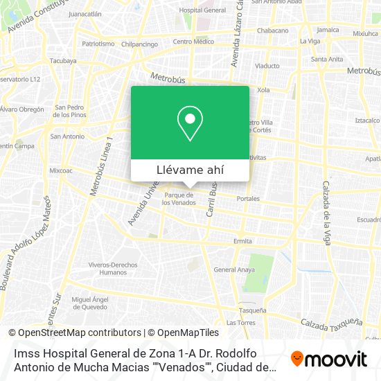 Mapa de Imss Hospital General de Zona 1-A Dr. Rodolfo Antonio de Mucha Macias ""Venados""