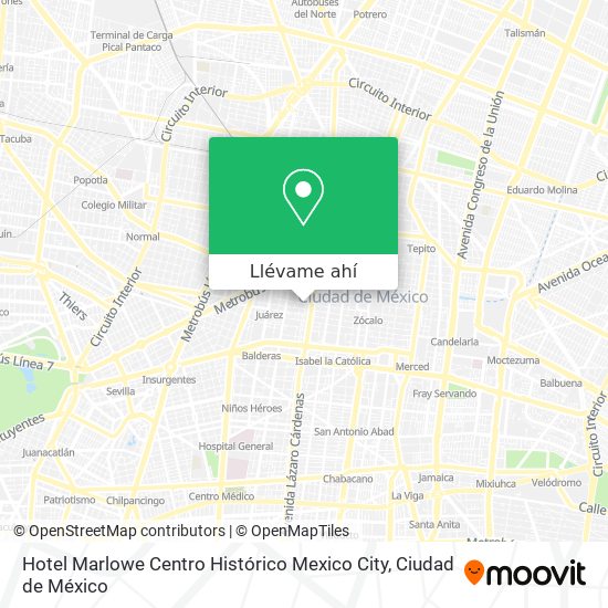 Mapa de Hotel Marlowe Centro Histórico Mexico City