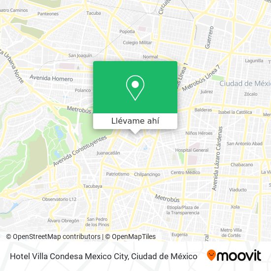 Mapa de Hotel Villa Condesa Mexico City