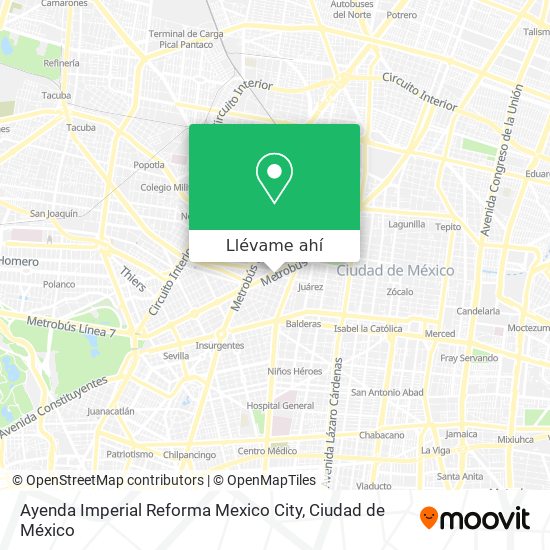 Mapa de Ayenda Imperial Reforma Mexico City