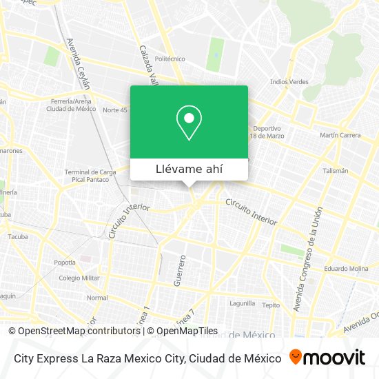 Mapa de City Express La Raza Mexico City