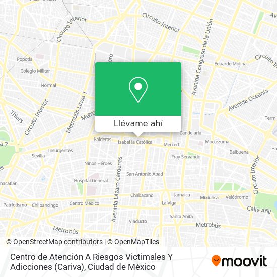 Mapa de Centro de Atención A Riesgos Victimales Y Adicciones (Cariva)