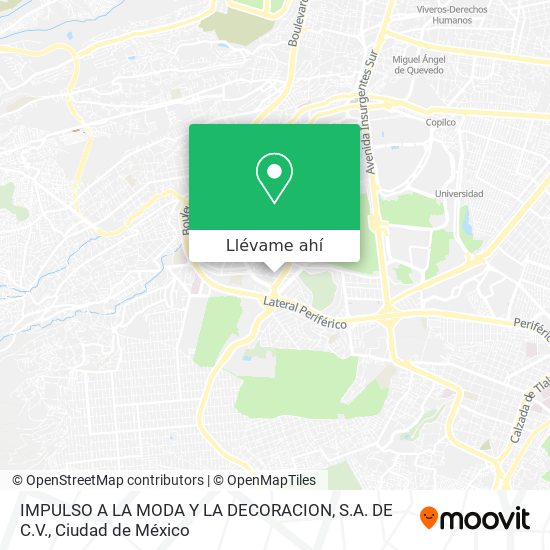 Mapa de IMPULSO A LA MODA Y LA DECORACION, S.A. DE C.V.