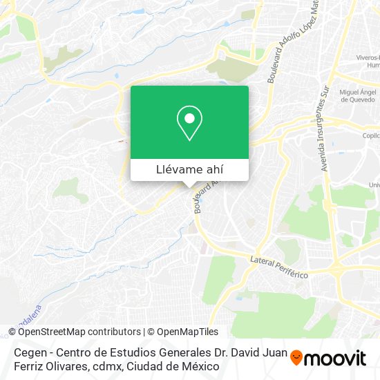 Mapa de Cegen - Centro de Estudios Generales Dr. David Juan Ferriz Olivares, cdmx