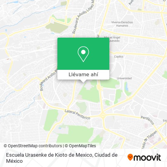 Mapa de Escuela Urasenke de Kioto de Mexico