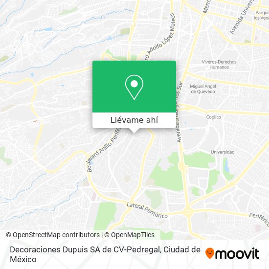 Mapa de Decoraciones Dupuis SA de CV-Pedregal