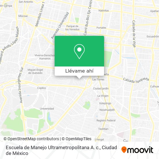 Mapa de Escuela de Manejo Ultrametropolitana A. c.