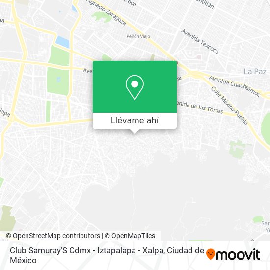 Mapa de Club Samuray’S Cdmx - Iztapalapa - Xalpa