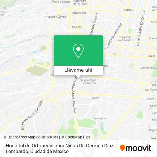 Mapa de Hospital de Ortopedia para Niños Dr. Germán Díaz Lombardo