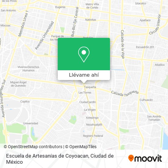 Mapa de Escuela de Artesanías de Coyoacan