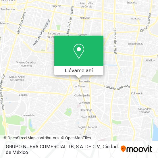 Mapa de GRUPO NUEVA COMERCIAL TB, S.A. DE C.V.