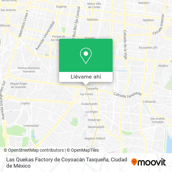 Mapa de Las Quekas Factory de Coyoacán Taxqueña