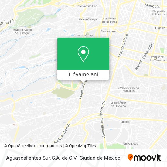 Cómo llegar a Aguascalientes Sur, . de . en Miguel Hidalgo en Autobús  o Metro?