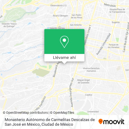 Mapa de Monasterio Autónomo de Carmelitas Descalzas de San José en México