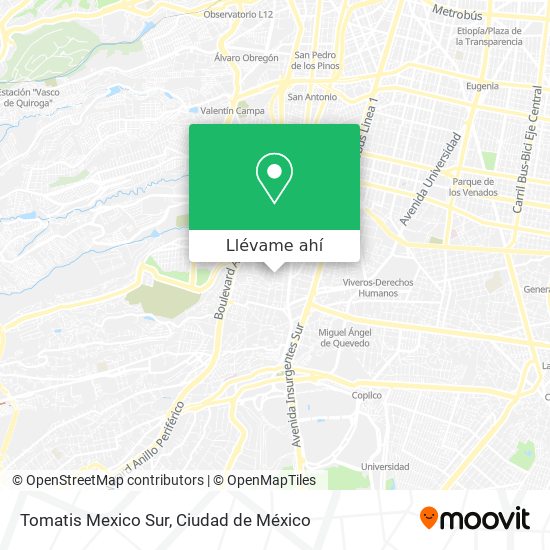 Mapa de Tomatis Mexico Sur