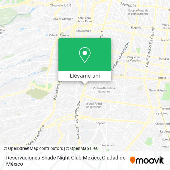 Mapa de Reservaciones Shade Night Club Mexico