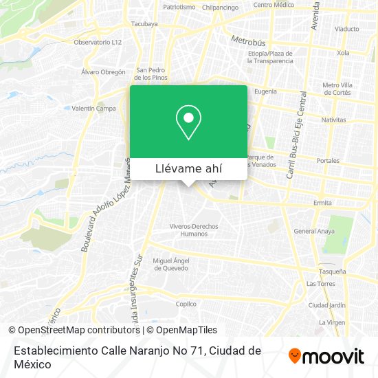 Mapa de Establecimiento Calle Naranjo No 71