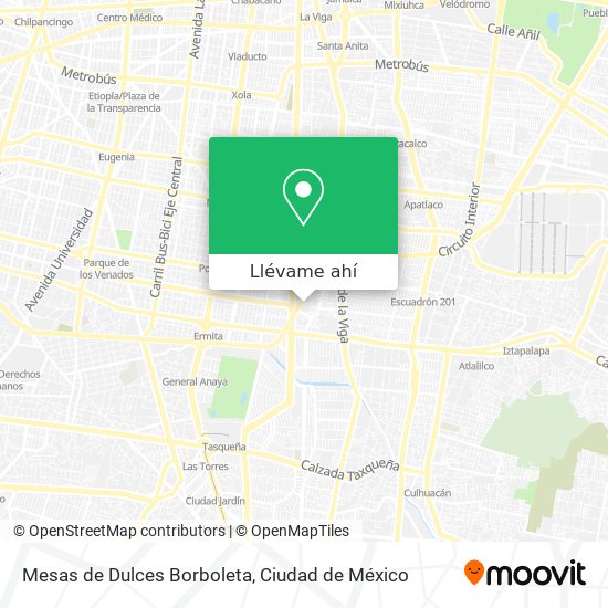 Mapa de Mesas de Dulces Borboleta