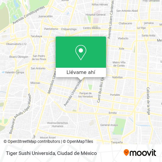 Mapa de Tiger Sushi Universida