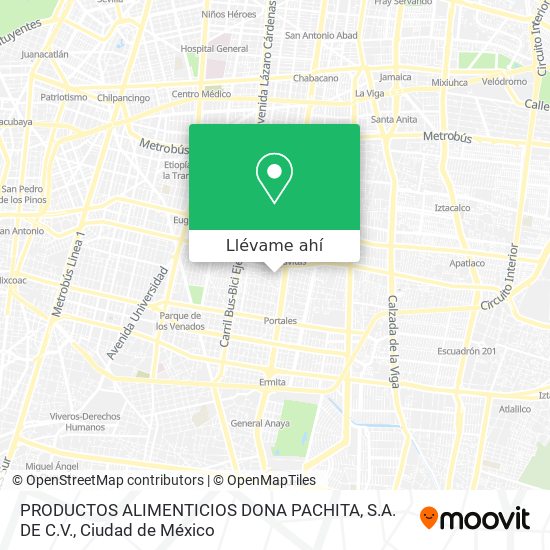 Mapa de PRODUCTOS ALIMENTICIOS DONA PACHITA, S.A. DE C.V.
