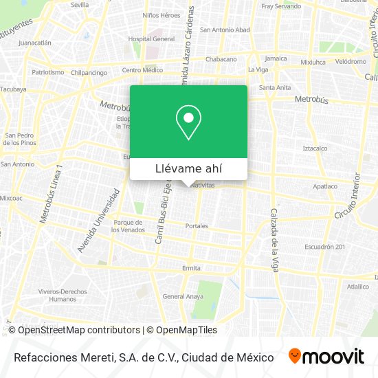 Mapa de Refacciones Mereti, S.A. de C.V.