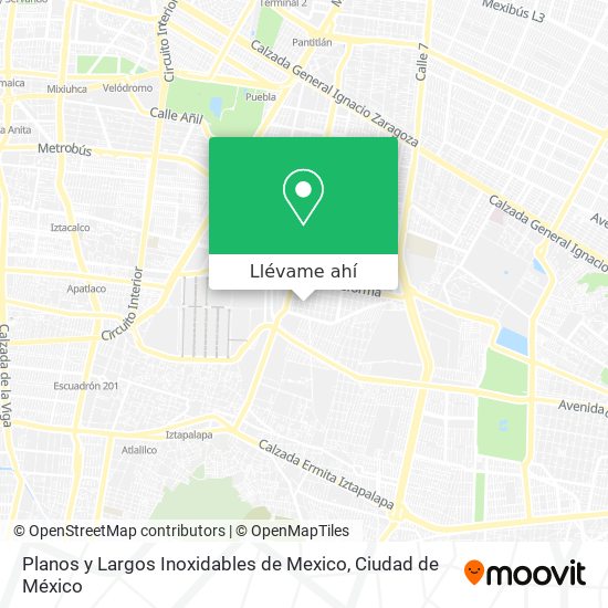 Mapa de Planos y Largos Inoxidables de Mexico