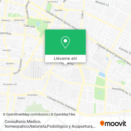 Mapa de Consultorio Medico, homeopatico,Naturista,Podológico y Acupuntura