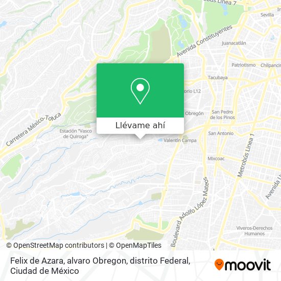 Mapa de Felix de Azara, alvaro Obregon, distrito Federal