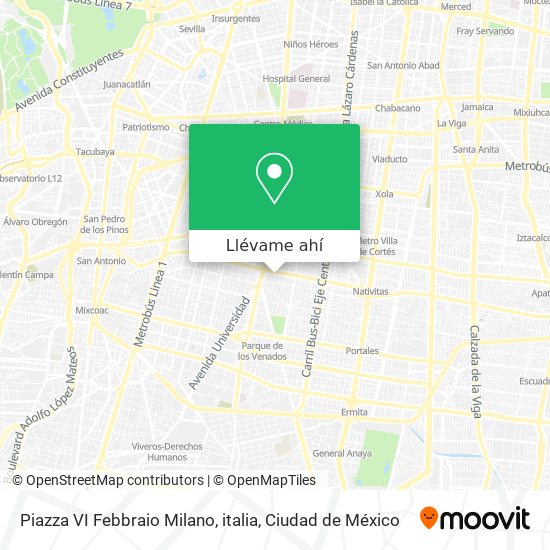 Mapa de Piazza VI Febbraio Milano, italia