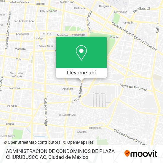 Mapa de ADMINISTRACION DE CONDOMINIOS DE PLAZA CHURUBUSCO AC