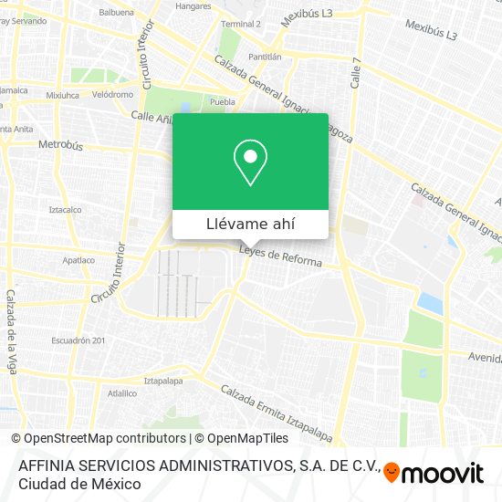 Mapa de AFFINIA SERVICIOS ADMINISTRATIVOS, S.A. DE C.V.