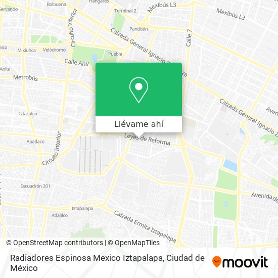 Mapa de Radiadores Espinosa Mexico Iztapalapa