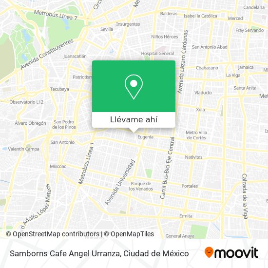 Mapa de Samborns Cafe Angel Urranza