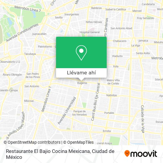 Mapa de Restaurante El Bajio Cocina Mexicana