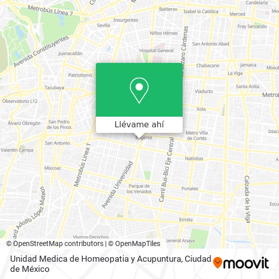 Mapa de Unidad Medica de Homeopatia y Acupuntura