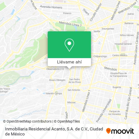 Mapa de Inmobiliaria Residencial Acanto, S.A. de C.V.