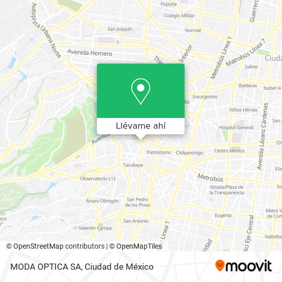 Mapa de MODA OPTICA SA
