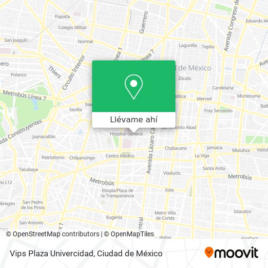 Mapa de Vips Plaza Univercidad