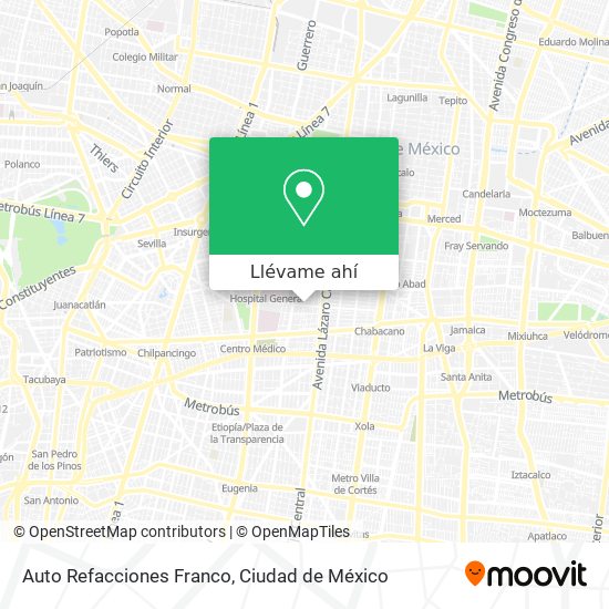 Mapa de Auto Refacciones Franco