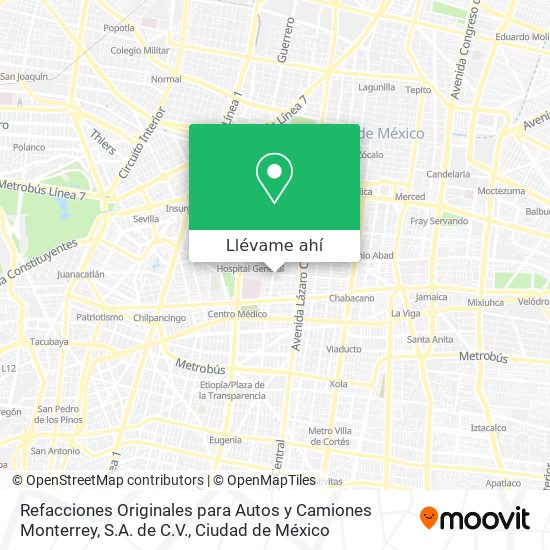 Mapa de Refacciones Originales para Autos y Camiones Monterrey, S.A. de C.V.