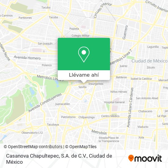 Mapa de Casanova Chapultepec, S.A. de C.V.