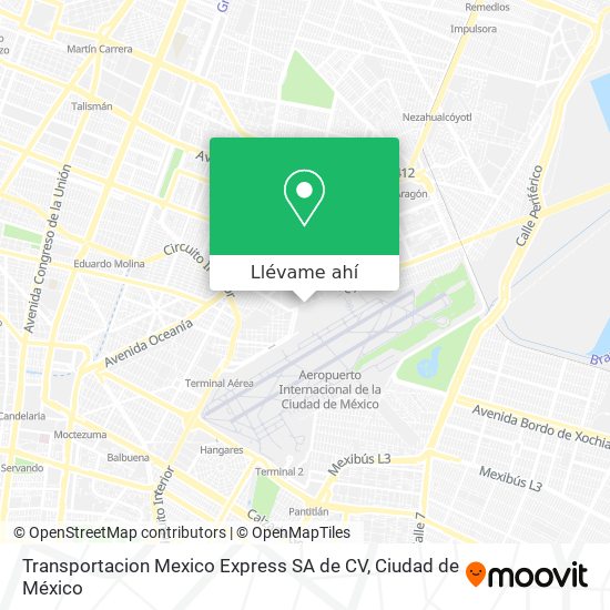 Mapa de Transportacion Mexico Express SA de CV